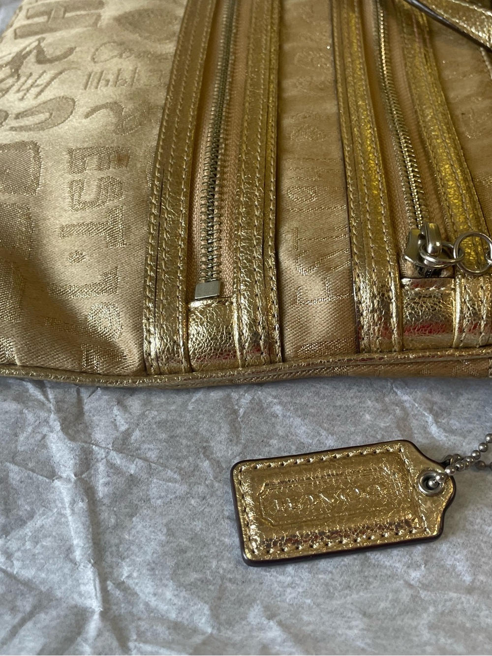 Coach Poppy EUC Bag Gold Metallic Lurex Crossbody Y2K Coach Poppy - Picture 8 of 15